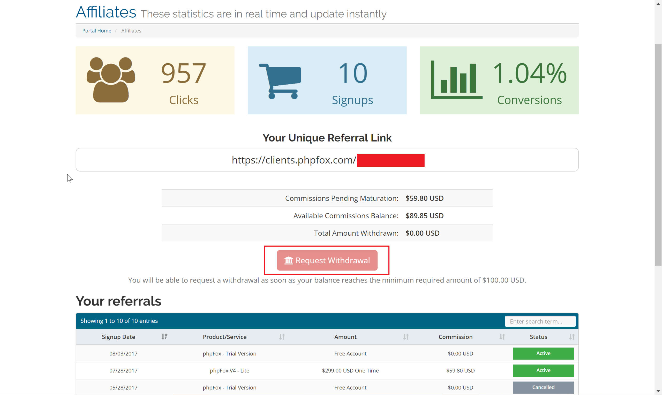 Request Withdrawal