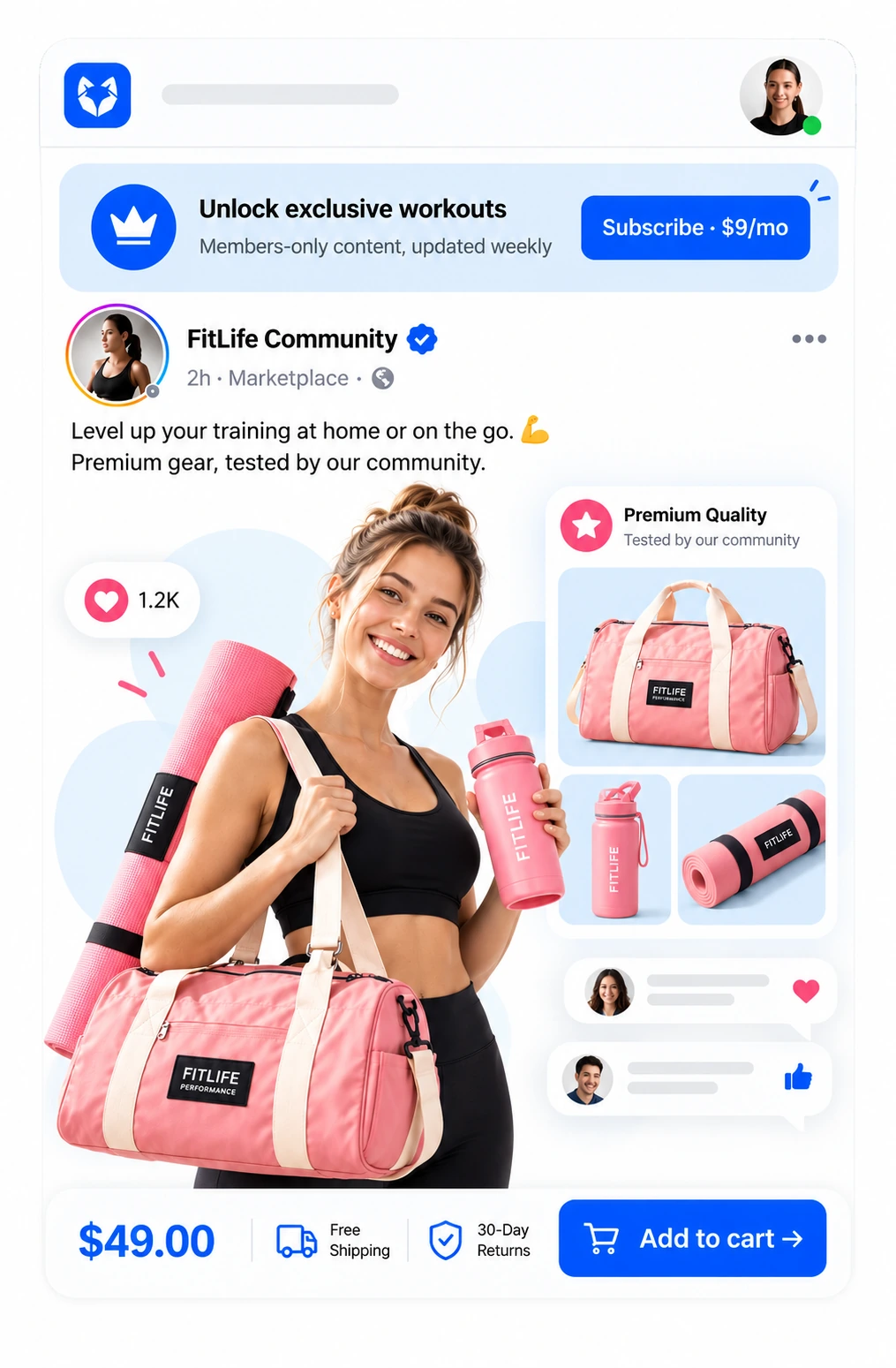 Flexible subscriptions, paid content, marketplace, rewards, and more, all fully customizable and ready to scale.